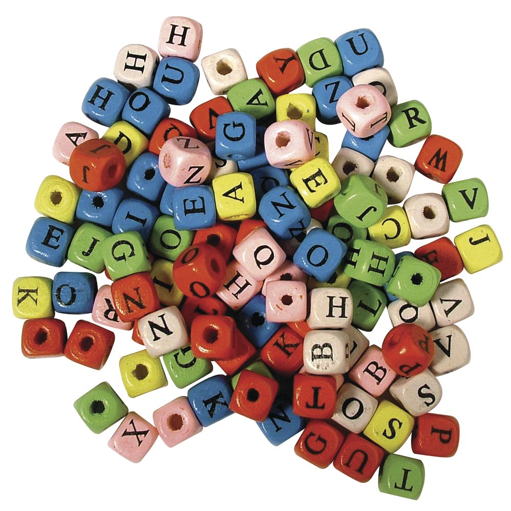 rayher 木制字母方块标签袋,多色,10 x 10 毫米,50 克